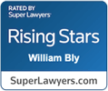Super Lawyers Rising Star logo honoring Willliam T Bly